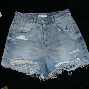 Zara- Shorts | Zara Frayed High Waisted Denim Shorts